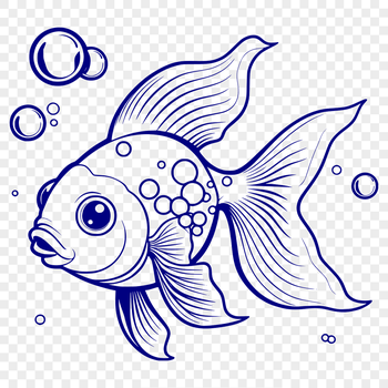 Illustrated goldfish swimming in water, suitable for vector graphics and designs.