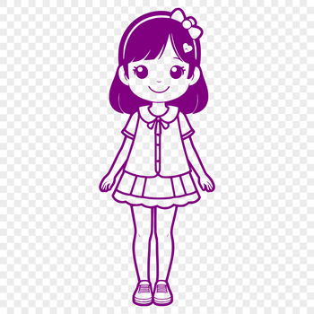 A vector illustration of a young girl with various design elements and graphics.