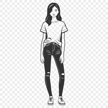 Illustrative vector graphic of a young girl with simple design elements.