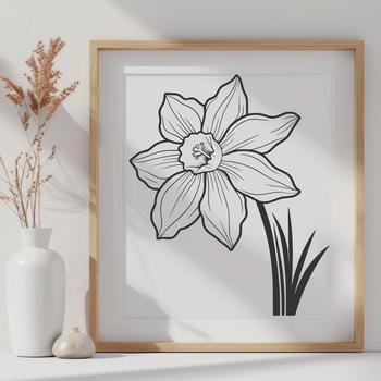 A stylized illustration of a daffodil flower in various formats including SVG and PNG.