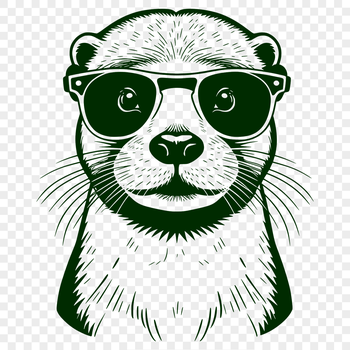 An illustration of a smiling otter wearing trendy sunglasses, created as a vector graphic.