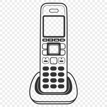 A detailed illustration of a telephone with a modern design.