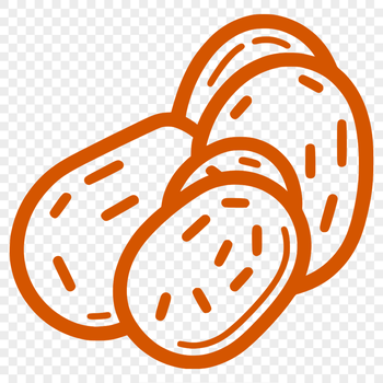 A stylized illustration of a potato, suitable for vector graphics and digital design projects.
