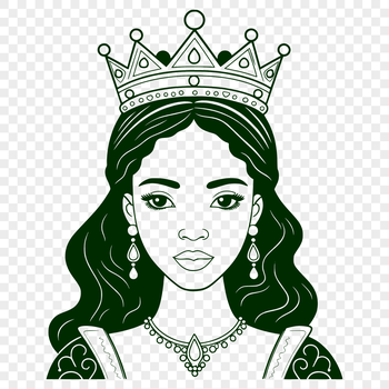 Cartoon-style portrait of a girl in a royal gown, created as a digital vector art design.