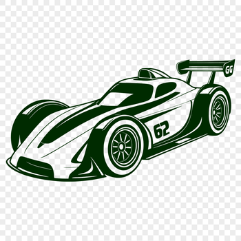 A high-speed racing car illustrated in vector graphics.
