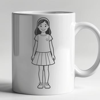 A young girl illustrated in vector format with bold lines and vibrant colors.