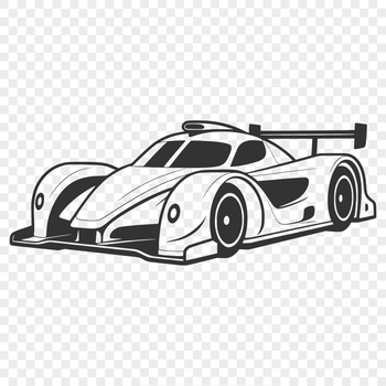 A high-speed racing car in motion, designed as a vector graphic for digital use.