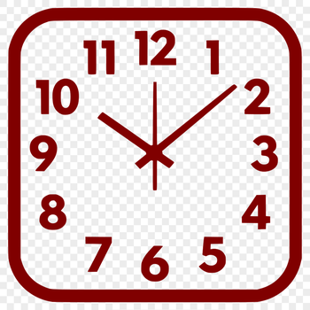 A detailed illustration of an analog clock face with hands and numbers.