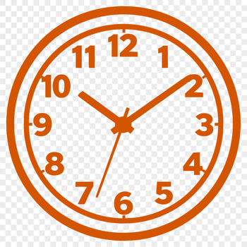 A digital illustration of a modern clock face with clean lines and minimal details, suitable for graphic design.