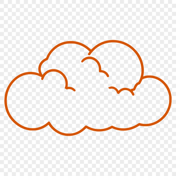 A stylized illustration of a white fluffy cloud in mid-air.