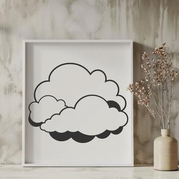 A white puffy cloud symbol for weather forecasts or graphic design projects.