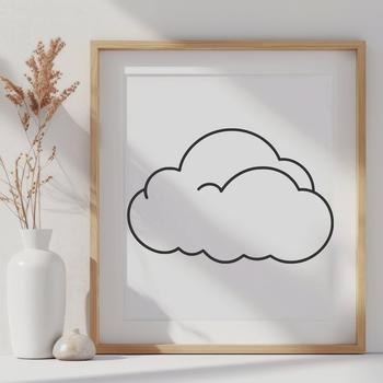 An illustration of a white fluffy cloud in the sky.