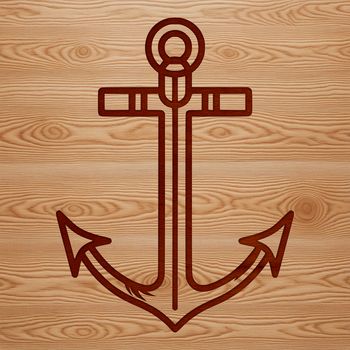 A simple line drawing of an anchor, designed for nautical and cruise-related uses.