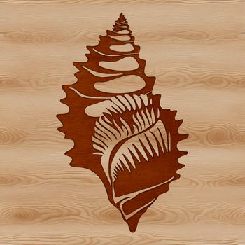 A digital illustration of a seashell found on a seaside vacation.