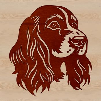 A vector illustration of a friendly Cocker Spaniel dog's head.