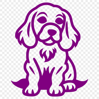 A full-body illustration of a seated Cocker Spaniel breed dog, suitable for clip art and vector design.