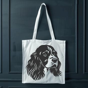An illustration of a friendly Cocker Spaniel's head with brown fur.