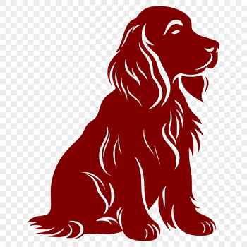 A full-body illustration of a sitting Cocker Spaniel dog.
