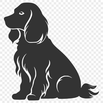 A full-body illustration of a Cocker Spaniel in a sitting position, suitable for various digital and creative applications.