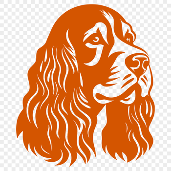 A vector illustration of a Cocker Spaniel's head in detail.
