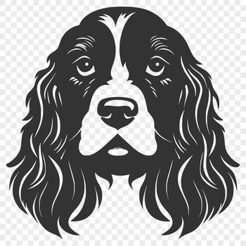 Close-up illustration of a Cocker Spaniel's head, featuring floppy ears and a sweet expression.