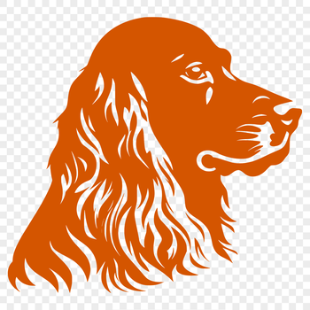 A breed-specific illustration of a Cocker Spaniel's head, ideal for use in graphic design projects.