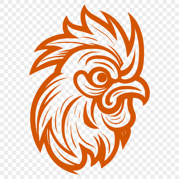 A colorful illustration of a cockerel standing on grass, suitable for farm-themed designs.
