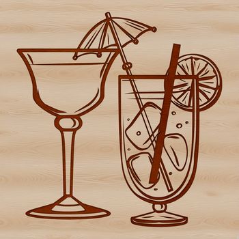 A clear illustration of a cocktail in a glass, suitable for vector design and cutting machine use.