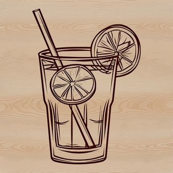 A high-quality SVG illustration of a cocktail served in a glass with ice.