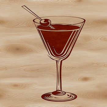 A detailed, scalable design of a mixed drink in a glassware container.