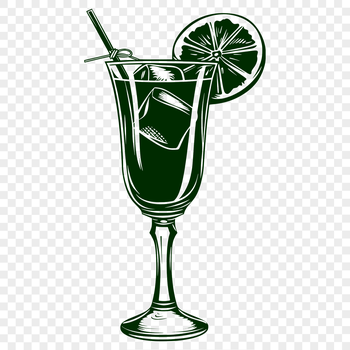 A detailed illustration of a cocktail in a glass, designed as vector art for use in various design projects.