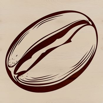 A stylized vector illustration of a coffee bean, suitable for digital design projects.