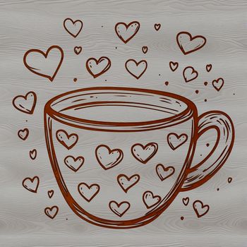 A simple cup design featuring heart motifs, suitable for printing or cutting out with a Cricut machine.