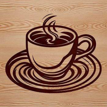 An empty cup with a rounded body and handle, suitable for digital designs.