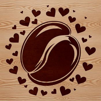 Illustrated coffee bean design with love hearts, suitable for digital cutting and crafting projects.