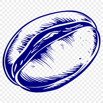An SVG graphic representation of a single coffee bean with smooth lines and precision details.