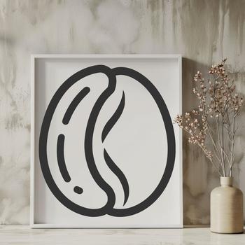 A simple line drawing of a coffee bean, perfect for design and crafting projects.