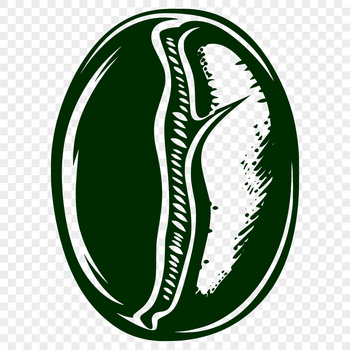 A stylized vector illustration of a single coffee bean.