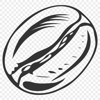 A single coffee bean in a stylized vector design.