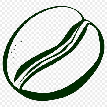 A single coffee bean depicted in a simple, bold design.