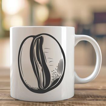 A single coffee bean in a stylized illustration format.