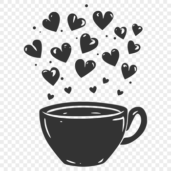 A simple cup design with love hearts pattern, suitable for digital cutting machines.