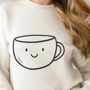 A simple line drawing of a coffee cup with handle.