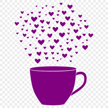 A stylized cup design featuring love hearts, ideal for crafting or digital projects.