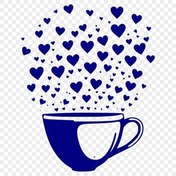 A heart-adorned cup design suitable for coffee or hot beverages.