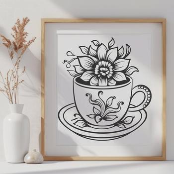 Coffee Artwork In SVG, PNG, PDF And DXF File Formats