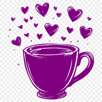 A simple cup design with love heart patterns, ideal for craft projects.