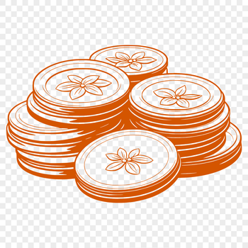 A digital illustration of various coins in a single image.