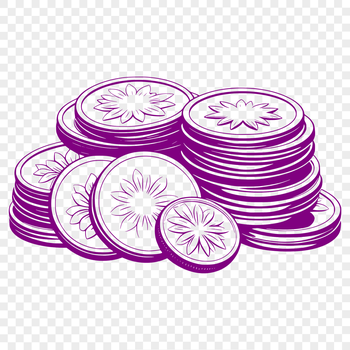 Vector illustration of a stack of shiny coins with detailed textures and designs.