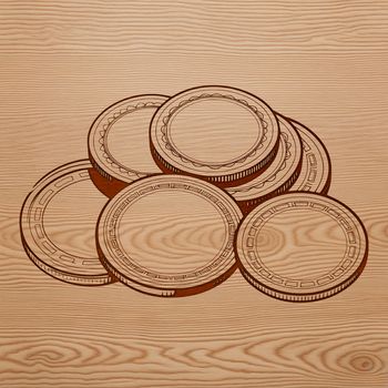 Vector illustration of assorted coins in various denominations and currencies, suitable for commercial and personal use.